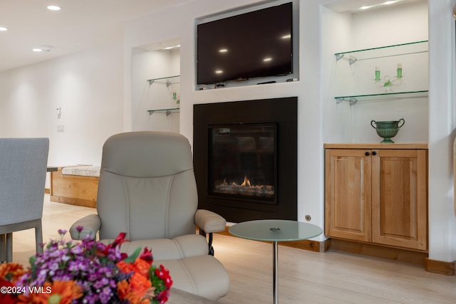 living room with light hardwood / wood-style flooring