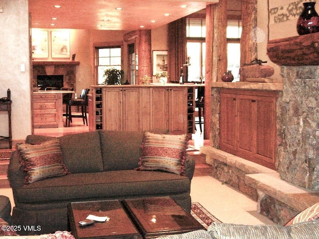 555 Charolais Cir, Edwards, CO 81632 - living area featuring a fireplace and recessed lighting