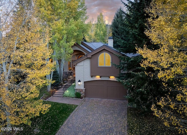 view of front of home with a garage