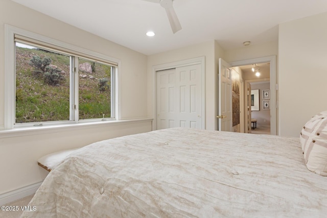 21 Hackamore Rd W, Edwards, CO 81632 - bedroom featuring a closet, a ceiling fan, and recessed lighting