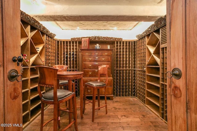 wine cellar with wood finished floors