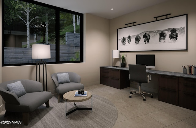1150 Ptarmigan Rd, Vail, CO 81657 - office area featuring built in study area and light tile patterned floors