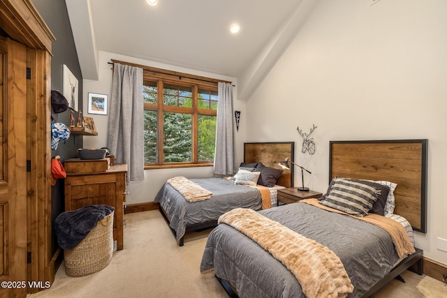 922 June Creek Rd, Edwards, CO 81632 - carpeted bedroom with baseboards, high vaulted ceiling, and recessed lighting