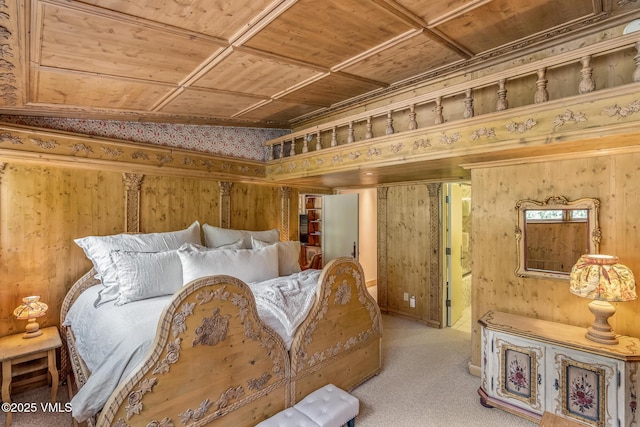 600 Vail Valley Dr Unit 310, Vail, CO 81657 - carpeted bedroom with wooden walls and wooden ceiling