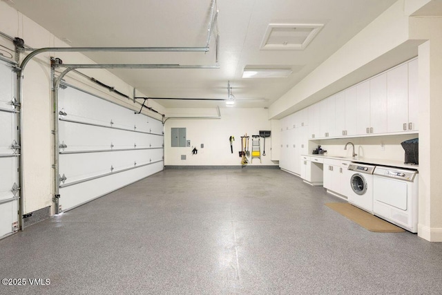 450 Steele St, Denver, CO 80236 - garage with washing machine and dryer and electric panel