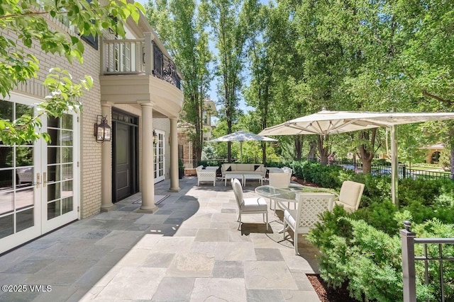 450 Steele St, Denver, CO 80236 - patio / terrace featuring french doors, outdoor lounge area, and a patio