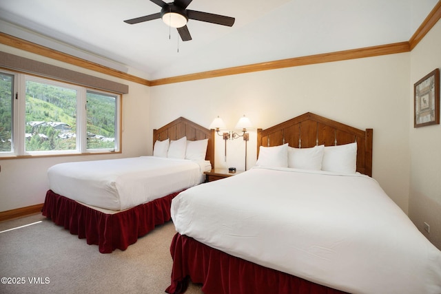 120 Offerson Rd Unit 4460, Beaver Creek, CO 81620 - carpeted bedroom with lofted ceiling and ceiling fan