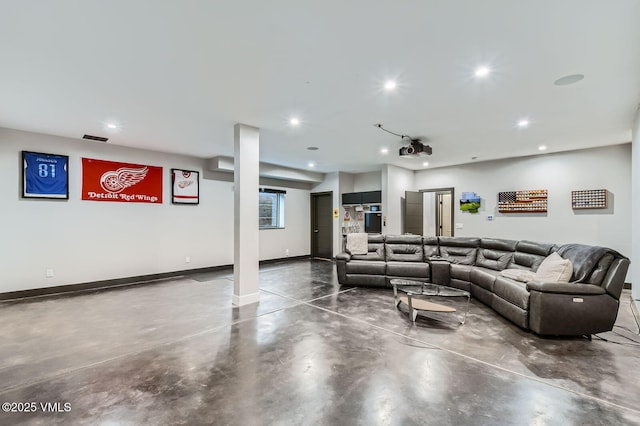 116 Thresher Ct, Eagle, CO 81631 - living area with recessed lighting, visible vents, baseboards, and concrete flooring