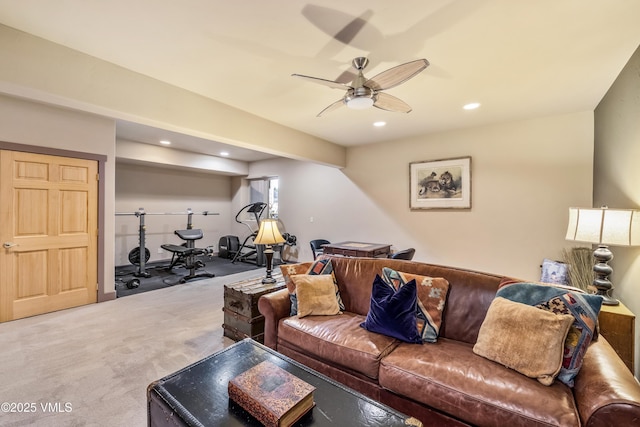 111 E Double Hitch Dr, Eagle, CO 81631 - carpeted living area with ceiling fan and recessed lighting
