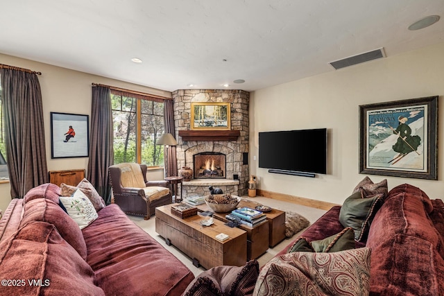 825 Forest Rd Unit 2, Vail, CO 81657 - living room with a fireplace and carpet flooring
