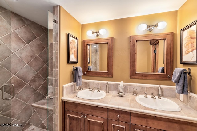 825 Forest Rd Unit 2, Vail, CO 81657 - full bathroom with double vanity and a stall shower