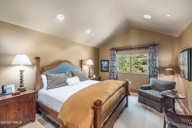 825 Forest Rd Unit 2, Vail, CO 81657 - carpeted bedroom featuring lofted ceiling and recessed lighting