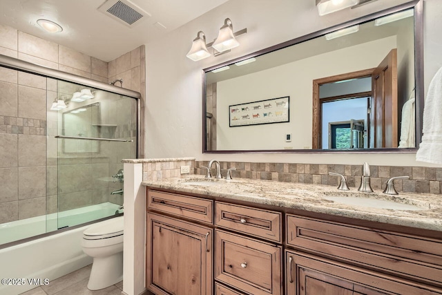 3050 Wildridge Rd Unit 3, Avon, CO 81620 - full bathroom featuring double vanity, enclosed tub / shower combo, and tile patterned floors