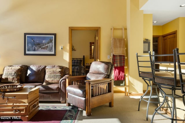 living room with carpet flooring