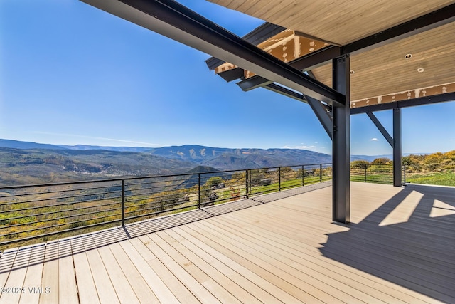 deck featuring a mountain view