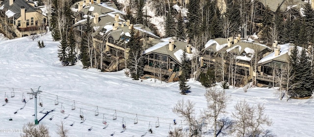 view of snowy aerial view