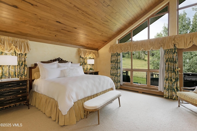 32 Greystone Ct, Beaver Creek, CO 81620 - carpeted bedroom featuring wood ceiling and high vaulted ceiling