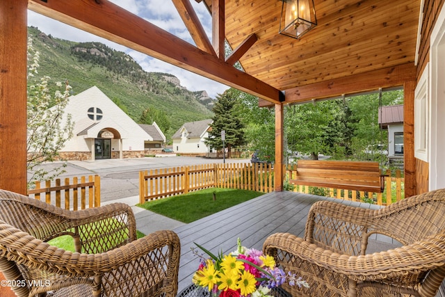 473 Pine St, Minturn, CO 81645 - wooden deck featuring a mountain view