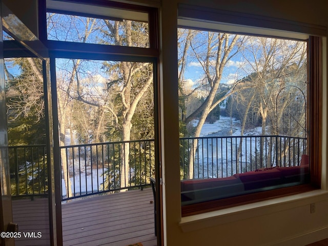 entryway featuring a water view