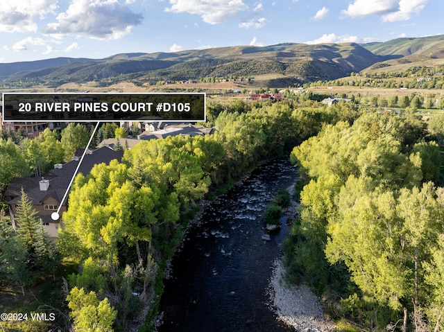 20 River Pines Ct Unit D105, Edwards, CO 81632 - aerial overview of property's location featuring mountains and property parcel outlined