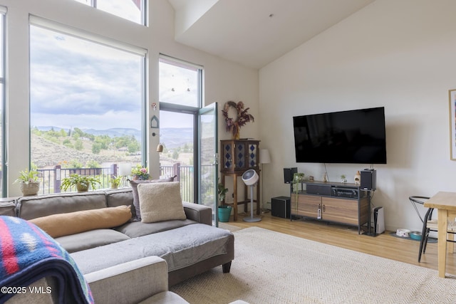 705 Nogal Rd Unit C9, Eagle, CO 81631 - living room with plenty of natural light, wood finished floors, and high vaulted ceiling