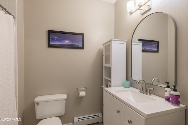 705 Nogal Rd Unit C9, Eagle, CO 81631 - bathroom with a baseboard heating unit, vanity, and a shower with curtain