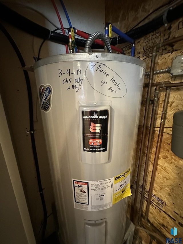 utility room with water heater