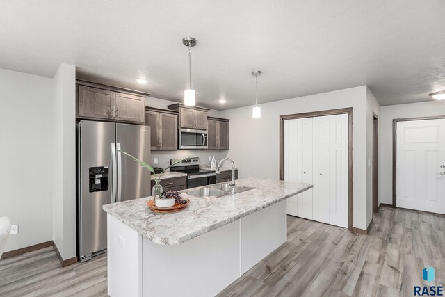 117 N Summit Ave, Tea, SD 57064 - kitchen with appliances with stainless steel finishes, sink, pendant lighting, and a kitchen island with sink