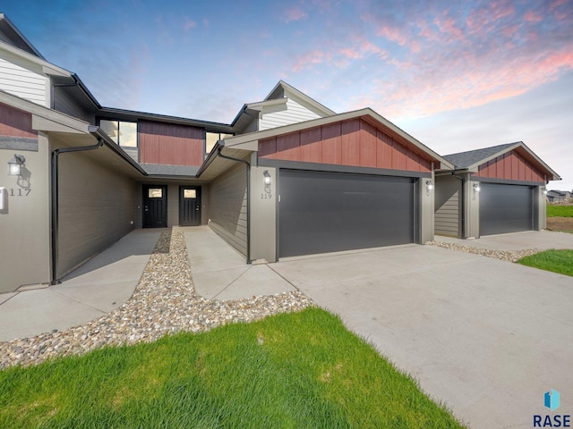 view of front of property with a garage