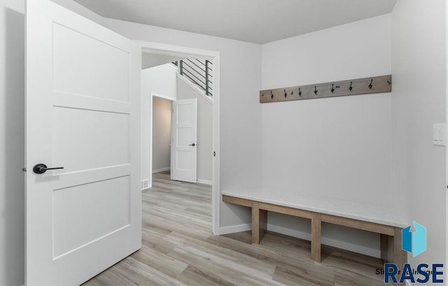 mudroom featuring light hardwood / wood-style floors