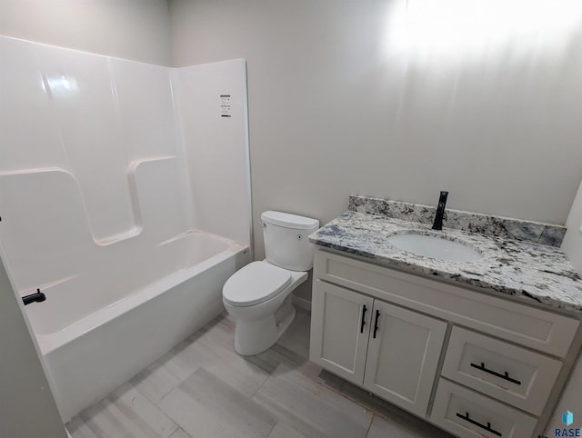 full bathroom with vanity, toilet, and bathing tub / shower combination