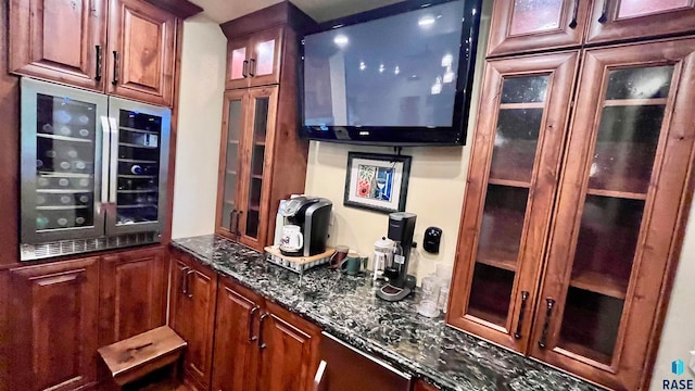 bar with dark stone counters