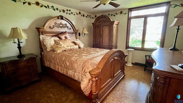 bedroom featuring ceiling fan