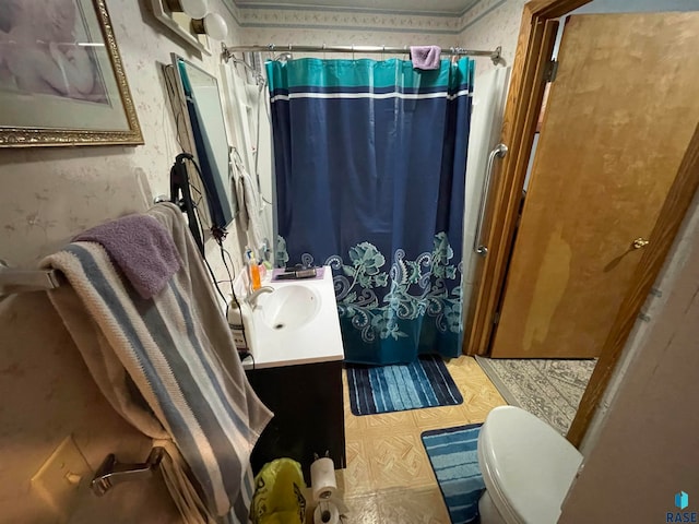 bathroom with toilet and vanity