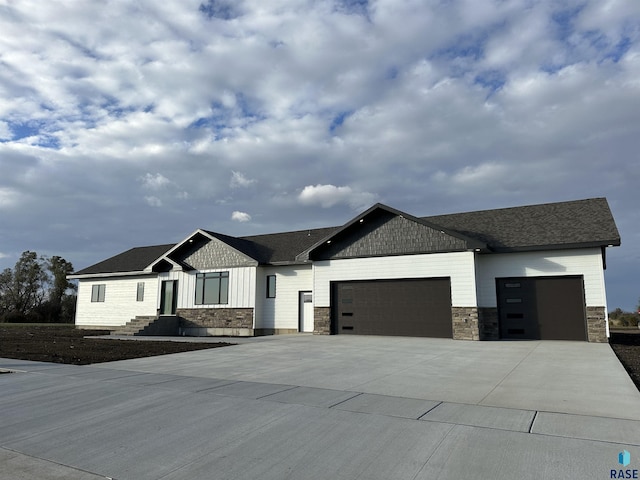 view of front of property with a garage