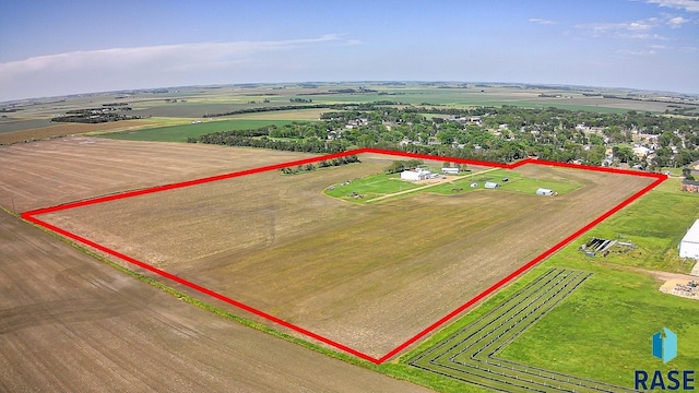 aerial view featuring a rural view