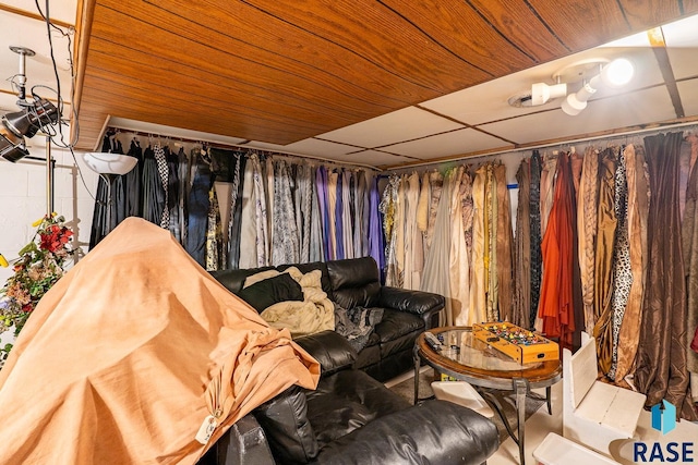 interior space with wooden ceiling