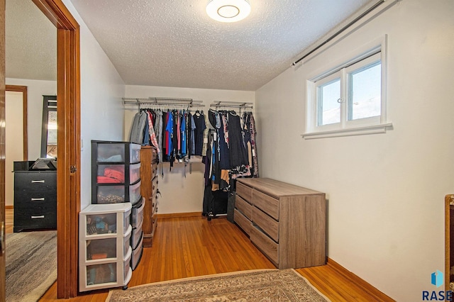 walk in closet featuring light hardwood / wood-style flooring