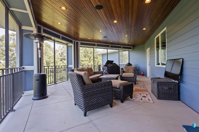 sunroom / solarium with wooden ceiling