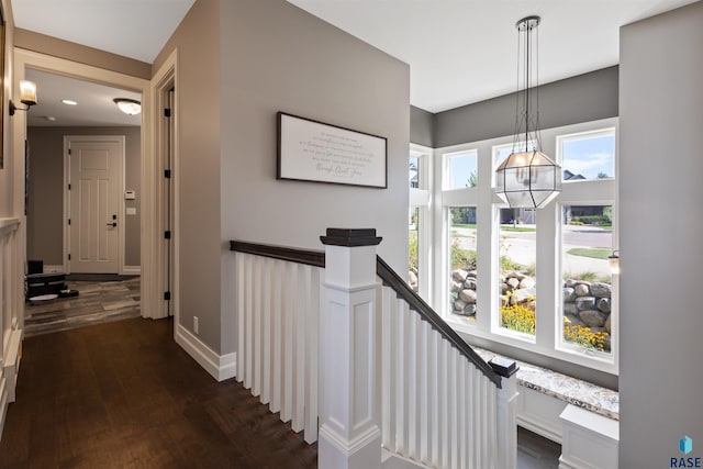 corridor featuring dark hardwood / wood-style flooring