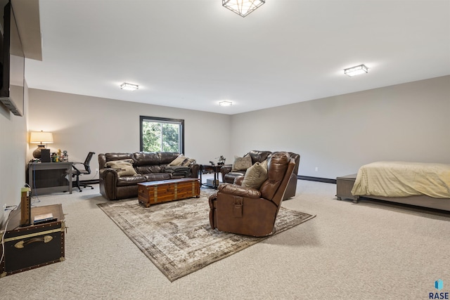 living room featuring carpet floors
