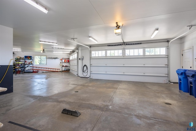 garage with a garage door opener