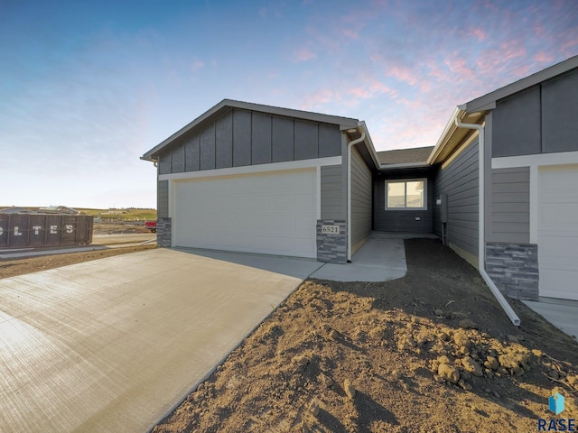 exterior space with a garage