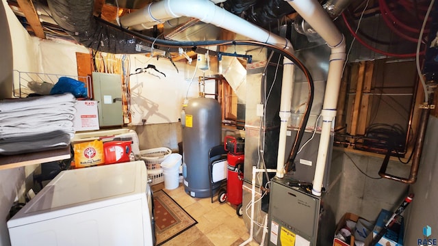 utilities featuring electric panel and water heater