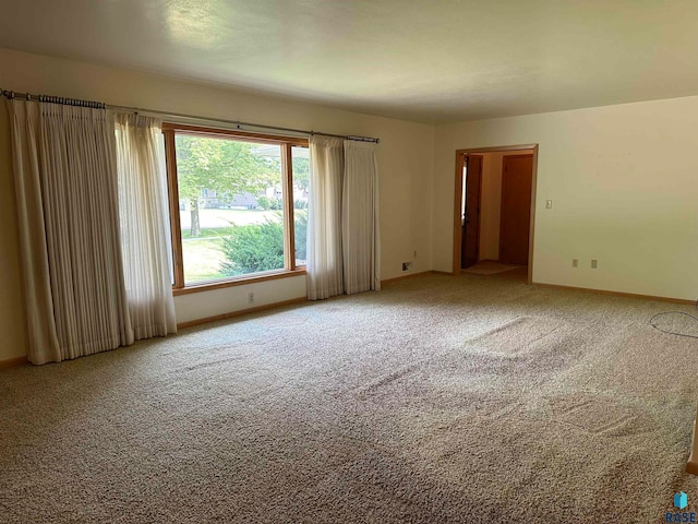 unfurnished room featuring light carpet