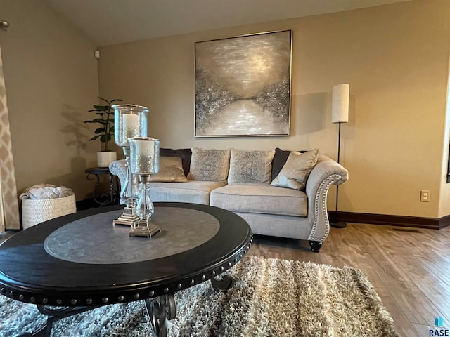 living room with hardwood / wood-style flooring