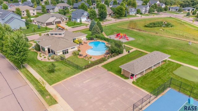 aerial view with a residential view