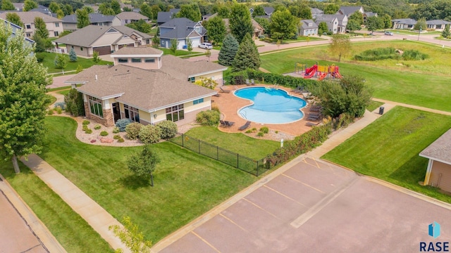 drone / aerial view with a residential view