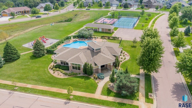 bird's eye view with a residential view