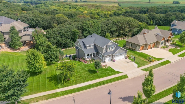 aerial view with a forest view